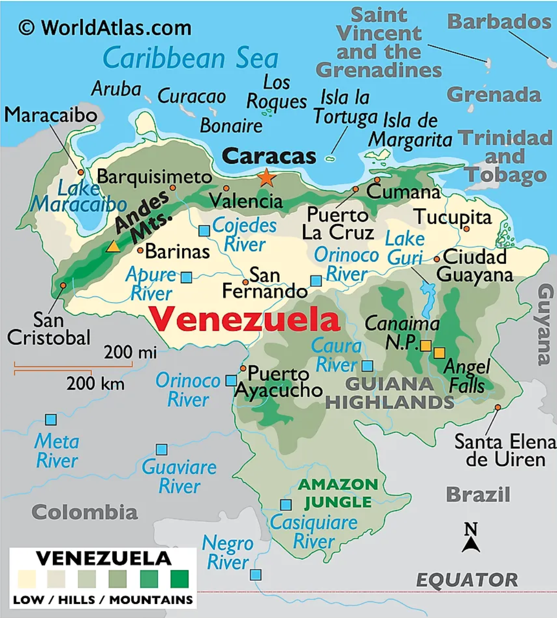 Map of Venezuela, courtesy https://www.worldatlas.com/maps/venezuela